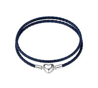 NanMuc 3mm Double Red Leather Charm Bracelet Heart Barrel Snap Clasp Handmade Braided Wristband fit Pandora European Charm Bead DIY Jewelry, M, Stainless Steel, no gemstone