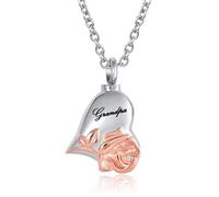 NanMuc Cremation Jewelry Rose Flower Urn Necklace for Ashes Memorial Pendant Ash Jewelry Bereavement Keepsakes, Metal, base