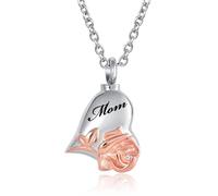 NanMuc Cremation Jewelry Rose Flower Urn Necklace for Ashes Memorial Pendant Ash Jewelry Bereavement Keepsakes, Metal, base