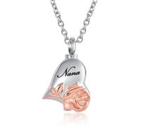NanMuc Cremation Jewelry Rose Flower Urn Necklace for Ashes Memorial Pendant Ash Jewelry Bereavement Keepsakes, Metal, base