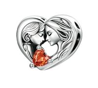 NanMuc Heart Sister Crystal Charm Bead Compatible with Pandora Bracelet | Big Sis Lil Sis bead,family,women,friendship,fit European bracelet,love