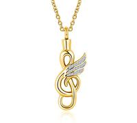 NanMuc Music Note Cremation Jewelry for Ashes Clef Musical Note Urn Necklace for Human Ashes Keepsake Memorial Jewelry Gift, metal, base
