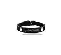 NanMuc Religious Guard Your Heart Quote Bible Engraved Cross Bracelet Adjustable Silicone Bracelets for Men Women