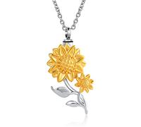 NanMuc Sunflower Cremation Urn Necklace for Ashes Women Men Heart Keepsake Memorial Pendant Jewelry Gift for Human Ashes, metal, base