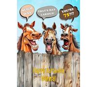 Nanna 75th Birthday Card (Funny Laughing Horse Humour)