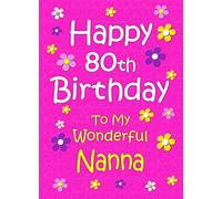 Nanna 80th Birthday Card (Pink)