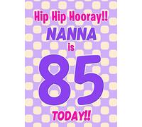 Nanna 85th Birthday Card (Purple Spots) - From Grandson Granddaughter Greeting Blank Inside Envelope Included Gift Idea UK