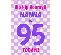 Nanna 95th Birthday Card (Purple Spots) - From Grandson Granddaughter Greeting Blank Inside Envelope Included Gift Idea UK