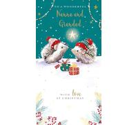 Nanna and Grandad Christmas Card - Special Finish - Hedgehogs in the Snow - Artistic Festive Design - Made in the UK - Eco-Friendly