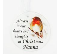 Nanna Christmas Robin Memorial Tree Hanging Hanger Decoration Gift Plaque Memento Tribute