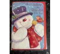 Nanna & Grandad Merry Christmas Card Cute Snowman Robin Gift