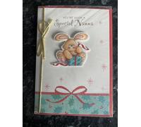 Nanna Merry Christmas Card Rabbit Ribbon Gift