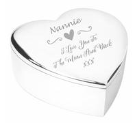 Nannie I Love You To The Moon and Back Gift Script Silver Finish Engraved Heart Shaped Trinket Box Keepsake Idea From Grandson Granddaughter for Mothers Day Birthday Present Christmas