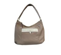 Nannini Women's shoulder bag model LIBERTY made of technical fabric and leather inserts. Single lined compartment with external and internal accessory pockets closed with zip. Short handle, beige, One