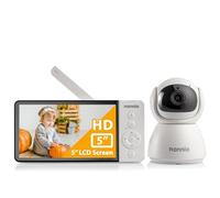 nannio Comfy 5'' HD Non-WiFi Baby Monitor with Camera & Audio, IPS Display, 5000mAh Battery, 1000ft Range, Soothing Lullaby, Fully Remote PTZ, Night Vision, 2-Way Audio, Temp Sensor, Ideal Baby Gifts