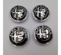 NANNUT 4pcs Car Hub Centre Caps, For ALFA Romeo Mito 147 156 159 166 Giulietta Mito Spider Stelvio, DustProof Rims Badge Wheel Center Caps, Waterproof Hubcaps, Exterior Decoration Accessories,Bla-ck