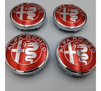 NANNUT 4pcs Car Hub Centre Caps, For ALFA Romeo Mito 147 156 159 166 Giulietta Mito Spider Stelvio, DustProof Rims Badge Wheel Center Caps, Waterproof Hubcaps, Exterior Decoration Accessories,Red