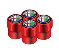 NANNUT 4pcs Car Tire Valve Caps, For Alfa Romeo Giulia Spider GT Mito Stelvio, Valve Caps with Rubber Ring, Waterproof Dust-proof Stem Covers, Exterior Decoration Accessories,Red