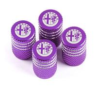 NANNUT 4pcs Car Tire Valve Caps, For Alfa Romeo giulietta mito sportivo Giulia Stelvio Alfa 147 159, Valve Caps with Rubber Ring, Waterproof Dust-proof Stem Covers, Exterior Accessories,Purple