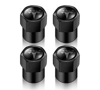 NANNUT 4pcs Car Tire Valve Caps, For Tesla Model 3 X Y S, Valve Caps with Rubber Ring, Waterproof Dust-proof Stem Covers, Exterior Decoration Accessories,Bla-ck