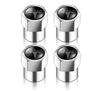 NANNUT 4pcs Car Tire Valve Caps, For Tesla Model 3 X Y S, Valve Caps with Rubber Ring, Waterproof Dust-proof Stem Covers, Exterior Decoration Accessories,Silver