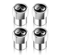 NANNUT 4pcs Car Tire Valve Caps, Valve Caps with Rubber Ring, Waterproof Dust-proof Stem Covers, Exterior Decoration Accessories, For Infiniti G35 Q60 QX50 QX80 QX30 JX35,Silver