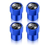 NANNUT 4pcs Car Tire Valve Caps, Valve Caps with Rubber Ring, Waterproof Dust-proof Stem Covers, Exterior Decoration Accessories, For Peugeot 106 107 206 306 406 207 208 307 407 508 3008,Blue