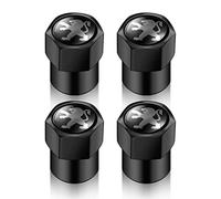 NANNUT 4pcs Car Tire Valve Caps, Valve Caps with Rubber Ring, Waterproof Dust-proof Stem Covers, Exterior Decoration Accessories, For Peugeot 106 107 206 306 406 207 208 307 407 508 3008,Bla-ck