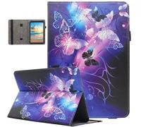 Nannxiebky Universal 10 10.1 Inch Android Tablet Case, Multi-Angle Viewing Stand PU Leather Wallet Tablet Case for 9 10 10.1 Inch and More 9.0" - 10.5" Tablet, Purple Butterfly