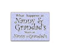 Nanny and Grandad's Wooden Decorative Fridge Magnet, 11 cm x 8 cm, Blue