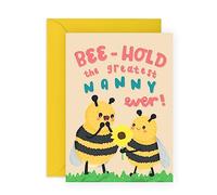 Nanny Birthday Card - Bee-hold The Greatest Nanny Ever! - Thinking Of You Greeting Cards For Grandmother - Mother's Day Card For Her - Gifts For Women - Comes With Fun Stickers