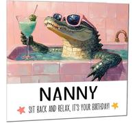 Nanny Birthday Card Chill & Relax Cool Crocodile Bath Birthday Cards for Nanny Nan