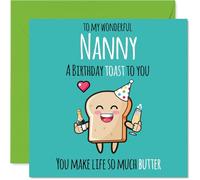 Nanny Birthday Card - Cute Toast - Happy Birthday Card for Nanny from Grandson Granddaughter, 145mm Mothers Day Greeting Cards