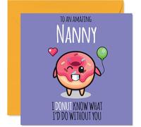 Nanny Birthday Card - Donut What I'd Do - Happy Birthday Card for Nanny from Grandson Granddaughter, 145mm cute donut Bday Greeting Cards