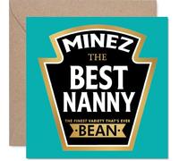 Nanny Birthday Card - Ever Bean - Happy Birthday Card for Nanny from Grandson Granddaughter, 145mm Product Label Style Bday Greeting Cards