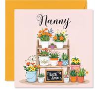 Nanny Mother's Day Card - Flowers With Love - Happy Birthday Card for Nanny from Grandson Granddaughter, 145mm Floral Birthday Greeting Cards