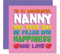 Nanny Birthday Card - Happiness And Love - Happy Birthday Card for Nanny from Grandson Granddaughter, 145mm Happiness And Love Bday Greeting Cards
