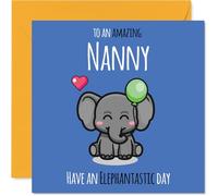 Nanny Birthday Card - Have An Elephantastic Day - Happy Birthday Card for Nanny from Grandson Granddaughter, 145mm cute elephant Bday Greeting Cards