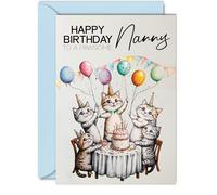 Nanny Birthday Card, Pawsome Party Cats Balloons