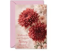 Nanny Birthday Card, Red Chrysanthemums