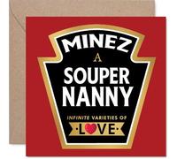 Nanny Birthday Card - Souper - Happy Birthday Card for Nanny from Grandson Granddaughter, 145mm Product Label Design Bday Greeting Cards