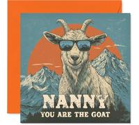Nanny Birthday Card - You Are The Goat - Happy Birthday Card for Nanny from Grandson Granddaughter, 145mm Funny Animal Bday Greeting Cards