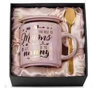 Nanny Birthday Gifts from Grandchildren, 14oz Pink Marble Ceramic Coffee Cup with Gold Print, Presents for First Time Grandma Nannie Granny - Only The Best Mums Get Promoted to Nanny, Nice Gift Boxed