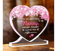 Nanny Birthday Gifts, Gifts for Nanny, Nanny Gifts from Grandchildren, Best Nanny Gifts Heart-Shaped Acrylic Plaque Desk Decor, Personalised Nanny Gifts on Birthday Mother's Day (Nanny)