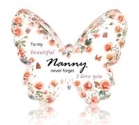 Nanny Birthday Gifts, Mothers Day Gifts for Nanny, Butterfly Shape Acrylic Plaque Signs with Pink Flower, Nanny Gifts Presents for Women on Birthday, Christmas, Thanksgiving