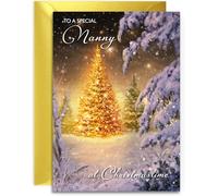 Nanny Christmas Card - Golden Glow - Medium Sized Card (A5 Size -148mm x 210mm) with Envelope
