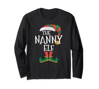 Nanny Elf Xmas Matching Pajamas Group Christmas Elf Long Sleeve T-Shirt