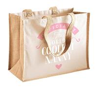 Nanny Gift Birthday Bag Personalised Present Funny Novelty Gift Keepsake Pink Cotton Canvas 42 x 33 x 19cm (Natural)