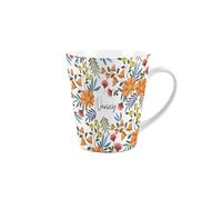 Nanny Gift Mug - Orange Flowers Small Latte Mug - Floral Ceramic Tea/Coffee Cup Presents for Her