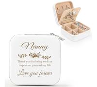 Nanny Gifts from Grandchildren,Travel Jewellery Box,Personalised Jewellery Organiser,Portable Jewellery Box，Small Travel Jewellery Storage Case with Mirror,Birthday Gift for Women (Nanny)